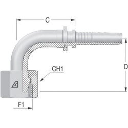Įdėklas DN08-M18x1,5-12L-90° PGL81890