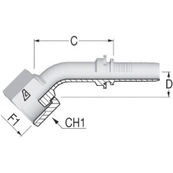 Įdėklas DN10-11/16 ORFS-45° PAV101145