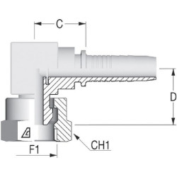 Įdėklas DN25-1" BSP-90° PF251690S