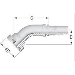 Įdėklas su flanšu DN16-Ø41.3mm-45° PFS161245