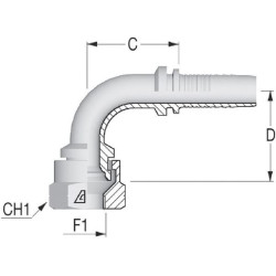 Įdėklas DN10-3/8 BSP-90° PFK10690