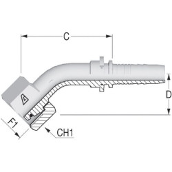 Įdėklas DN13-M22x1,5-14S-45° PGSO132245