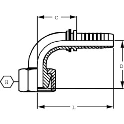 Įdėklas DN25-45x1,5-gaz-90° PGF254590