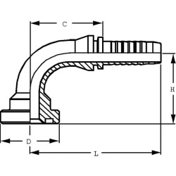 Įdėklas DN16 flanšas Ø34mm 90°, tinka CAT PFLK161090