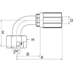 Įdėklas 90° DN10-M22x1.5 6G15FDLORX90