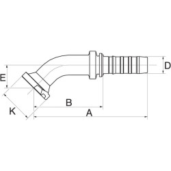 Įdėklas DN32 + 44,5 flanšas 45° 20GS16FL45M