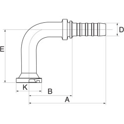 Įdėklas DN20-38.1 flanšas 90° 12GS12FL90150
