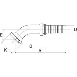 Įdėklas DN25 + 41,3 flanšas 45° 16GS12FLH45M