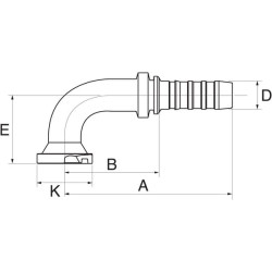 Įdėklas DN20-44,5 flanšas 90° 12GS16FL90S