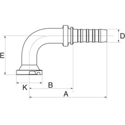 Įdėklas DN20-41.3 flanšas 90° 12GS12FLH90M