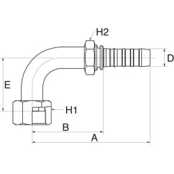 Įdėklas 90° DN16-1"SAE 10GS10FFORX90M