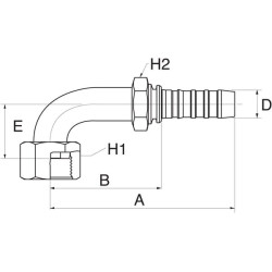 Įdėklas 90° DN32-2"SAE 20GS24FFORX90064