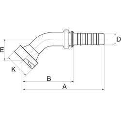 Įdėklas 45° DN32-63,5, tinkantis CAT 20GS24FLC45037