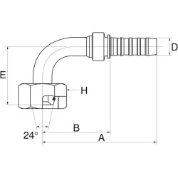 Įdėklas 90° DN16-M26x1.5 10GS18FDLORX90