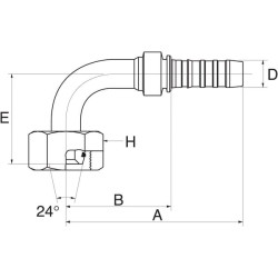 Įdėklas 90° DN25-M42x2 16GS30FDHORX90