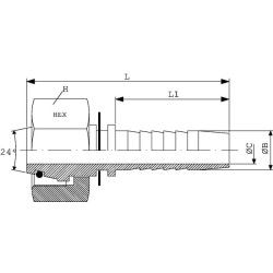 Įdėklas DN06-M14x1.5- 8L nerūdijantis plienas PGLO614RVS