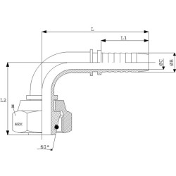 Įdėklas DN13-M24x1.5-16S-90° nerūdijančio plieno PGSO132490RVS